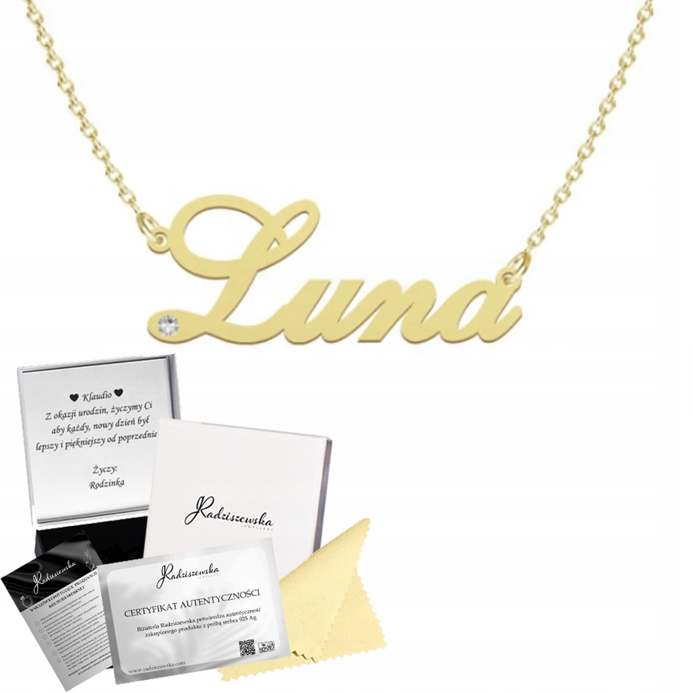 Zlatý Náhrdelník Se Jménem Luna Stříbro 925 Dárek Žena Přání Bonus