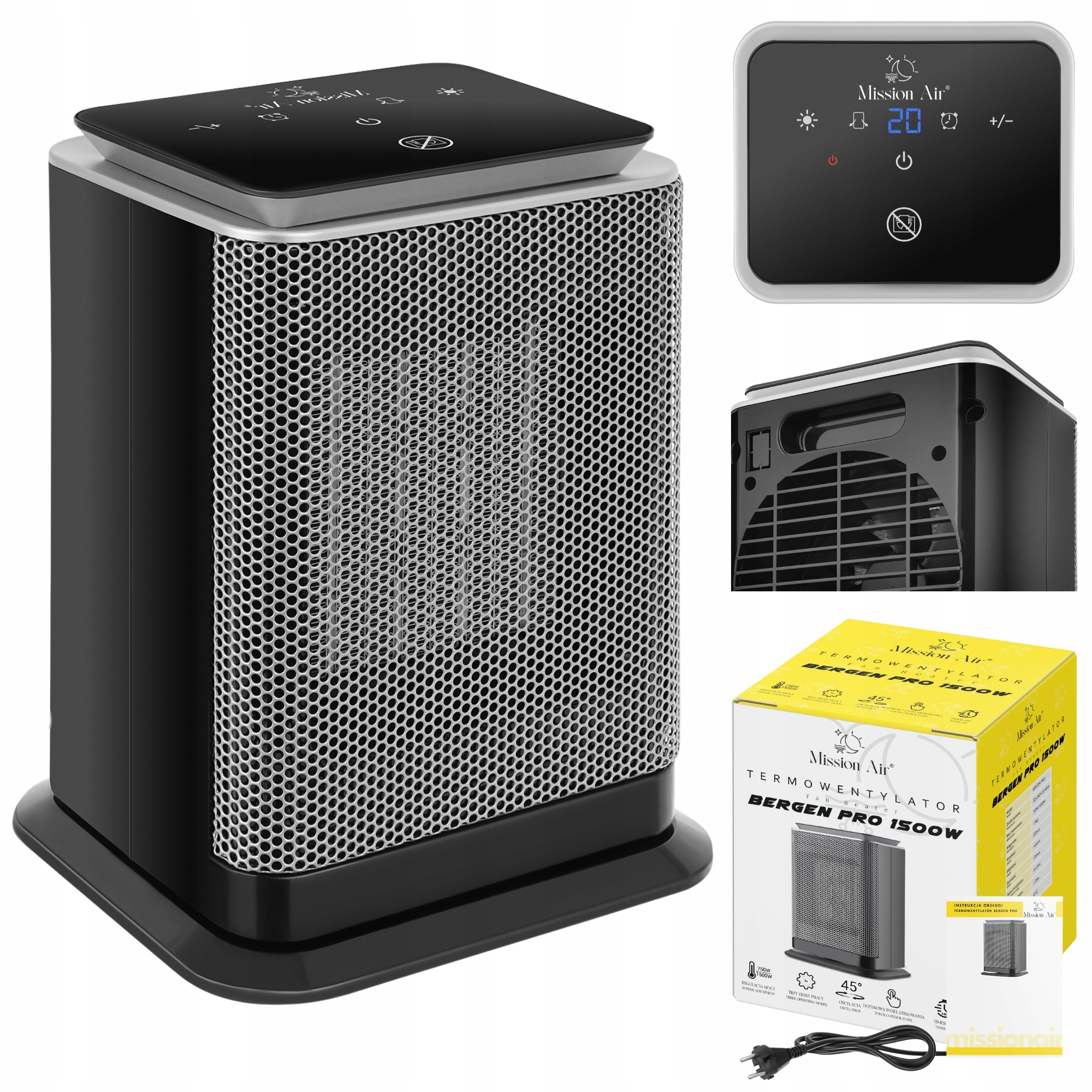 Termoventilátor Stolní elektrický ohřívač farelka Timer Swing 750/1500W