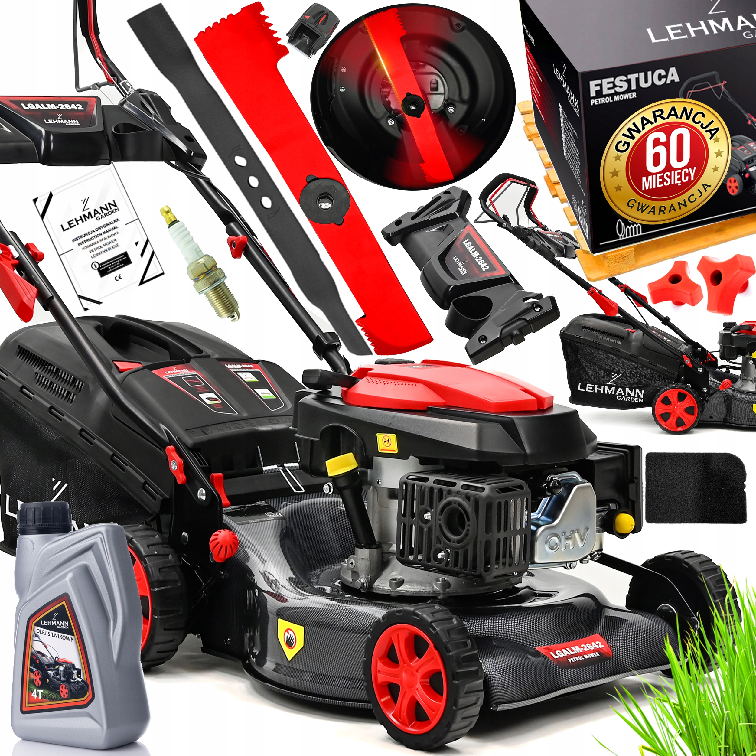 Kosiarka Spalinowa Lehmann 44CM Napęd Potężna Silnik 146CC Mulczowanie Olej