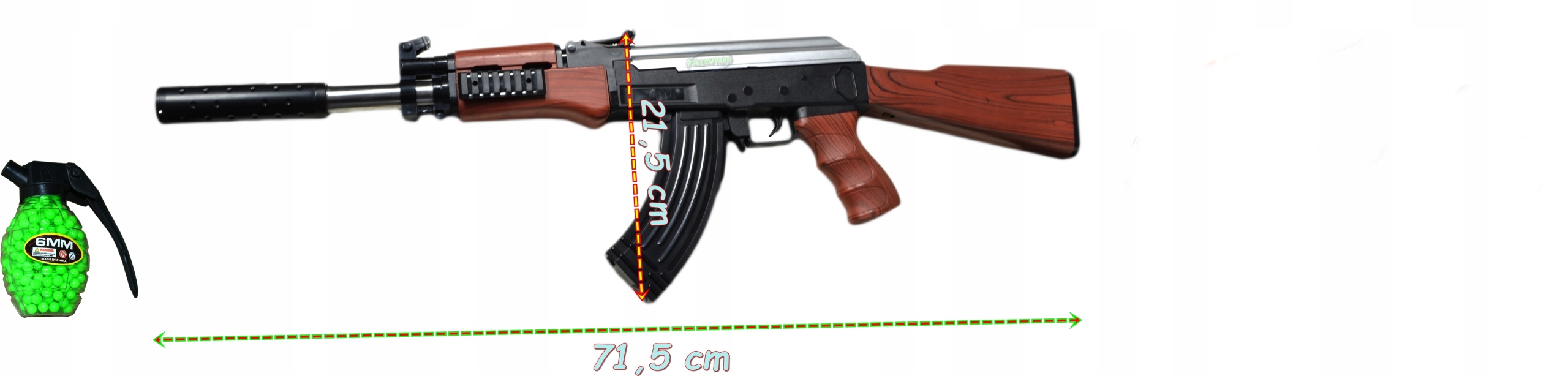 KARABIN PISTOLET KAŁASZNIKOW AK47 + KULKI Wiek dziecka 14 lat +