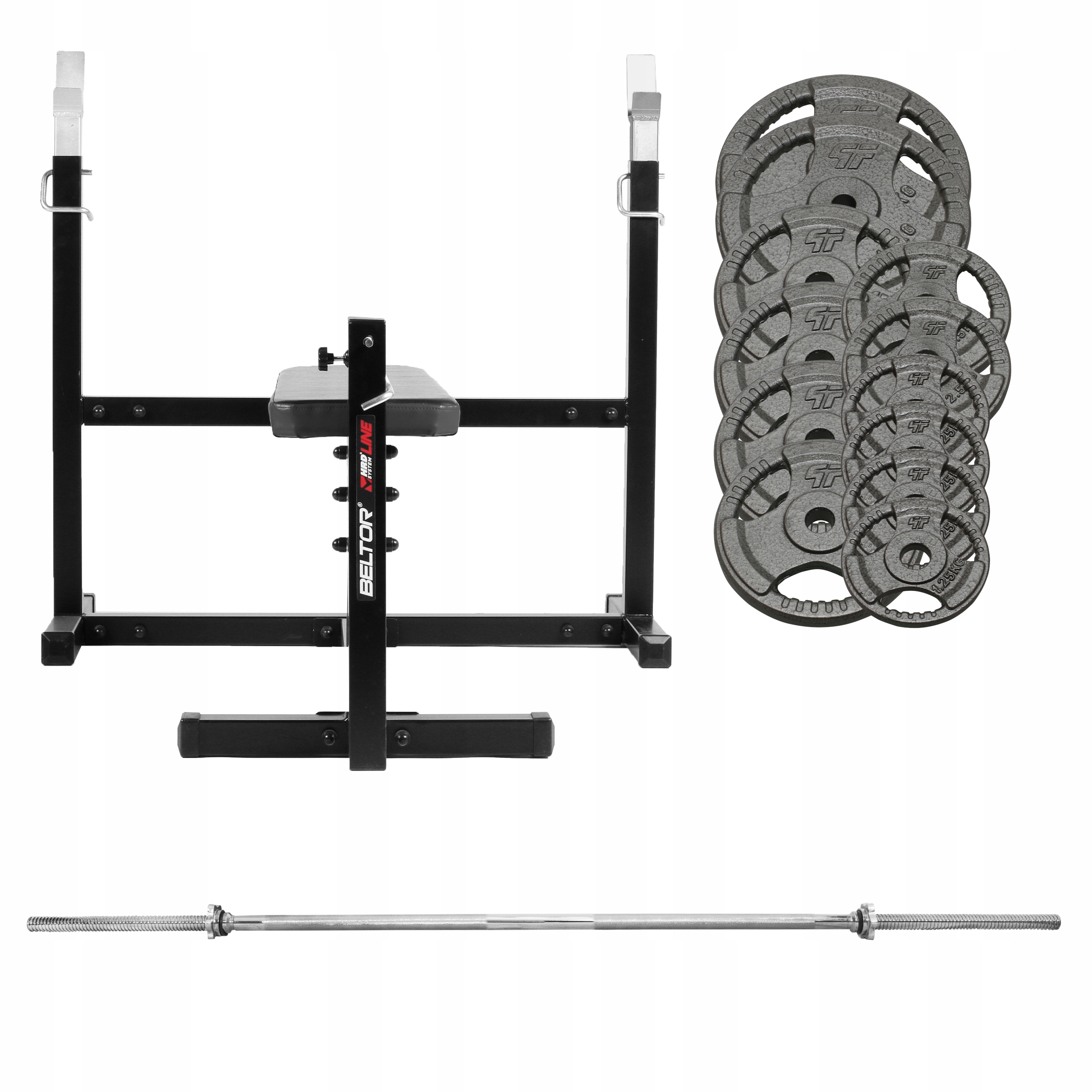 

Zestaw 87KG Obciążenie Żeliwne + Gryf 180 + Ławka