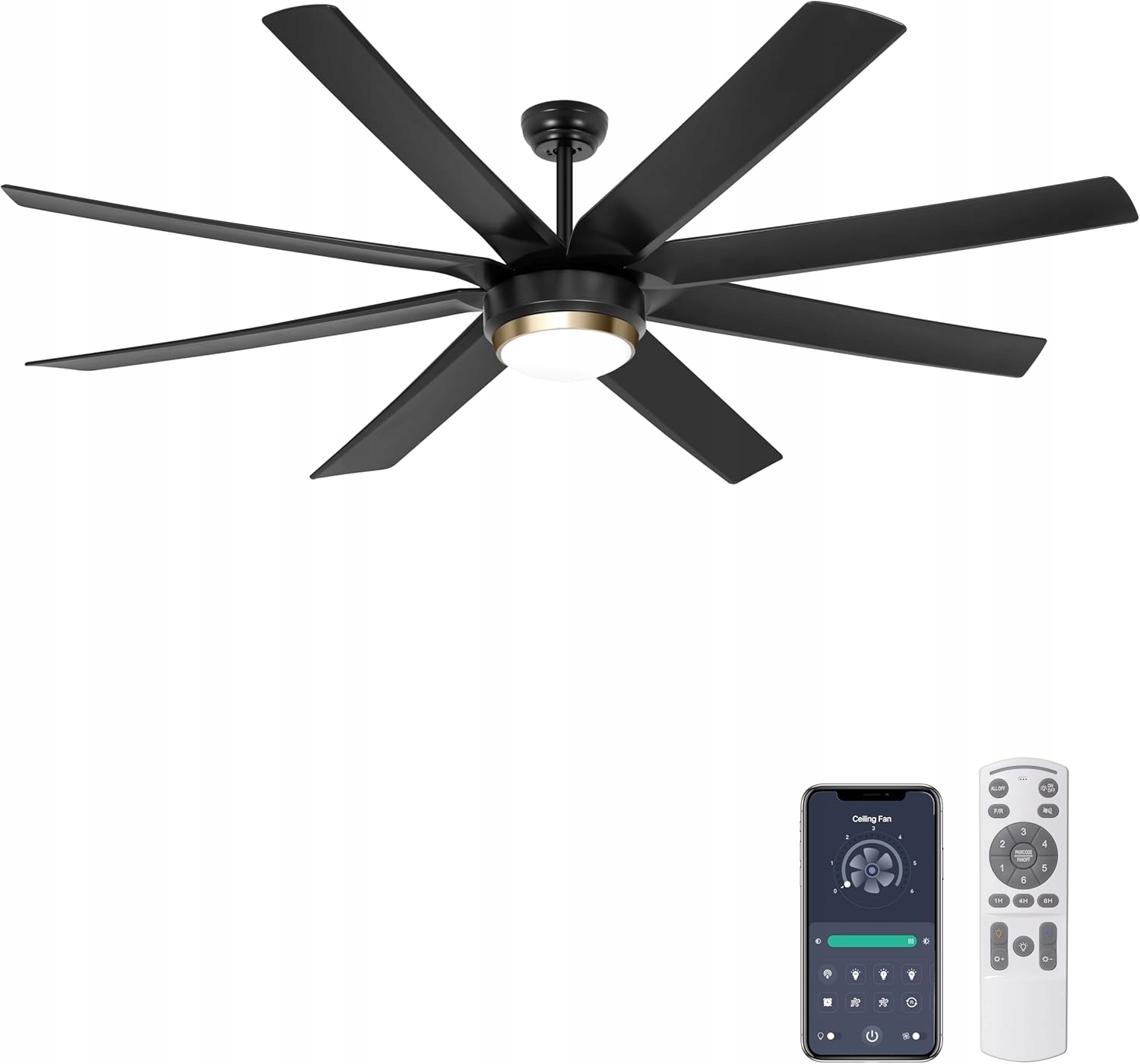 Stropný ventilátor Ohniyou 177 cm 70 Cali Led Lampa Diaľkový Ovládač App DC Tichý