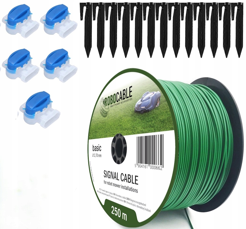 Kabel pro omezení robotické sekačky Sada 250 m Špendlíky Robocable