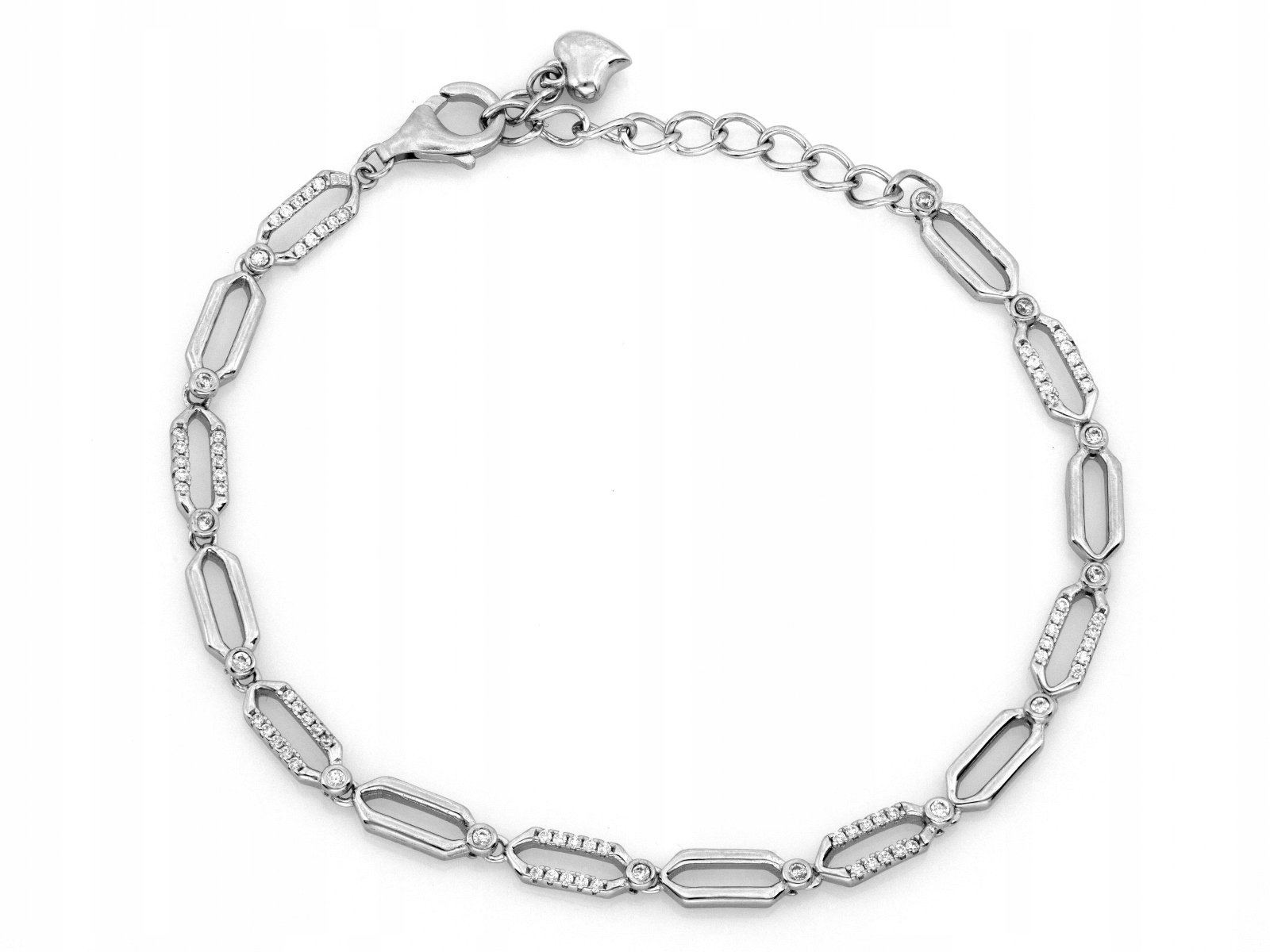 Stříbrný náramek pro ženu 925 Elementová články s módními zirkony 22