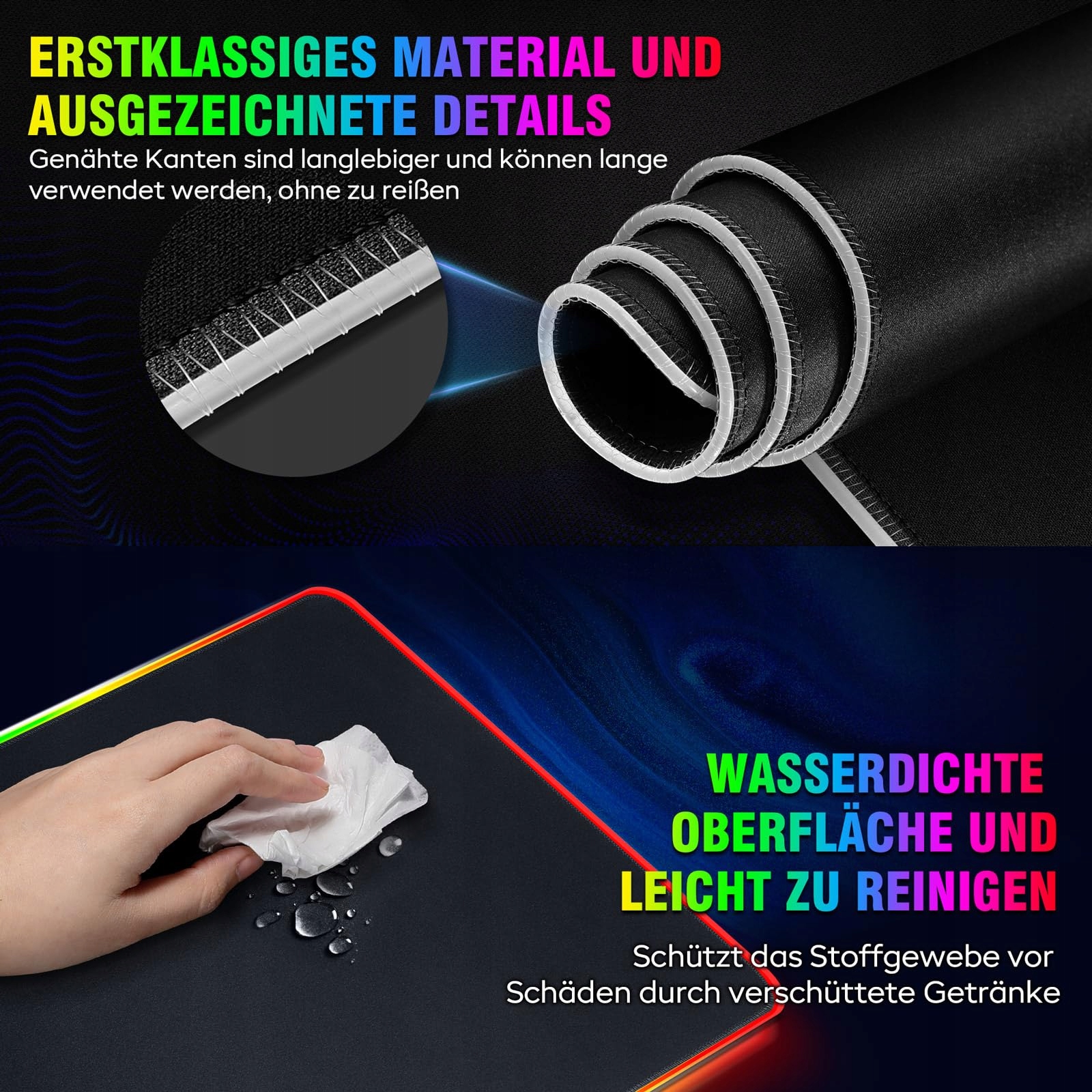 GIMARS Podkładka Gamingowa XXL RGB LED 800x300x5mm Wodoodporna — miniatura 7
