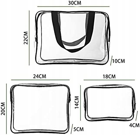 KOSMETYCZKA PODRÓŻNA MESKA DAMSKA PRZEZROCZYSTA x3 Kolor bezbarwny
