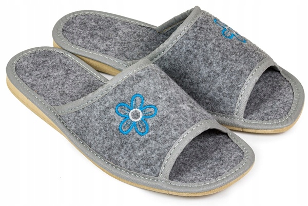 

Kapcie damskie szare kwiatek filcowe Polskie 36