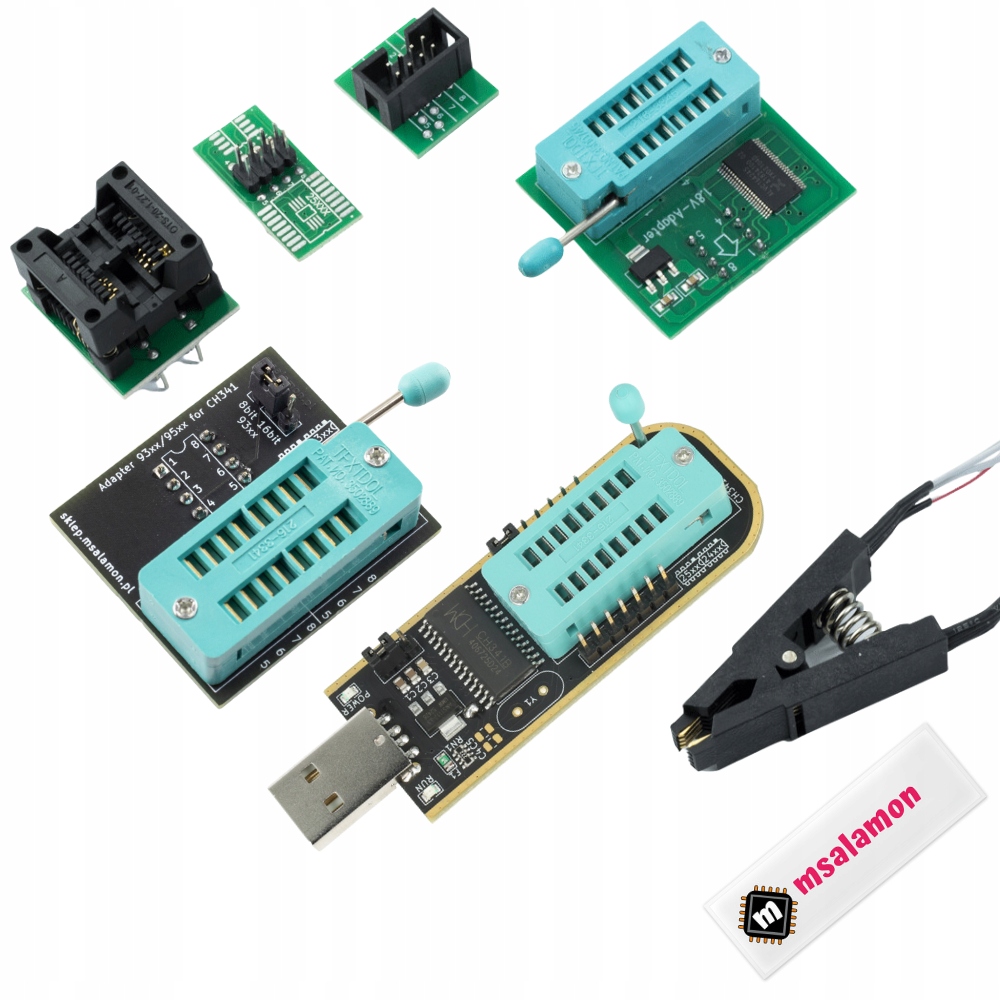sada programátorů Eeprom a Flash pro paměti CH341A řady 24 25 93 95