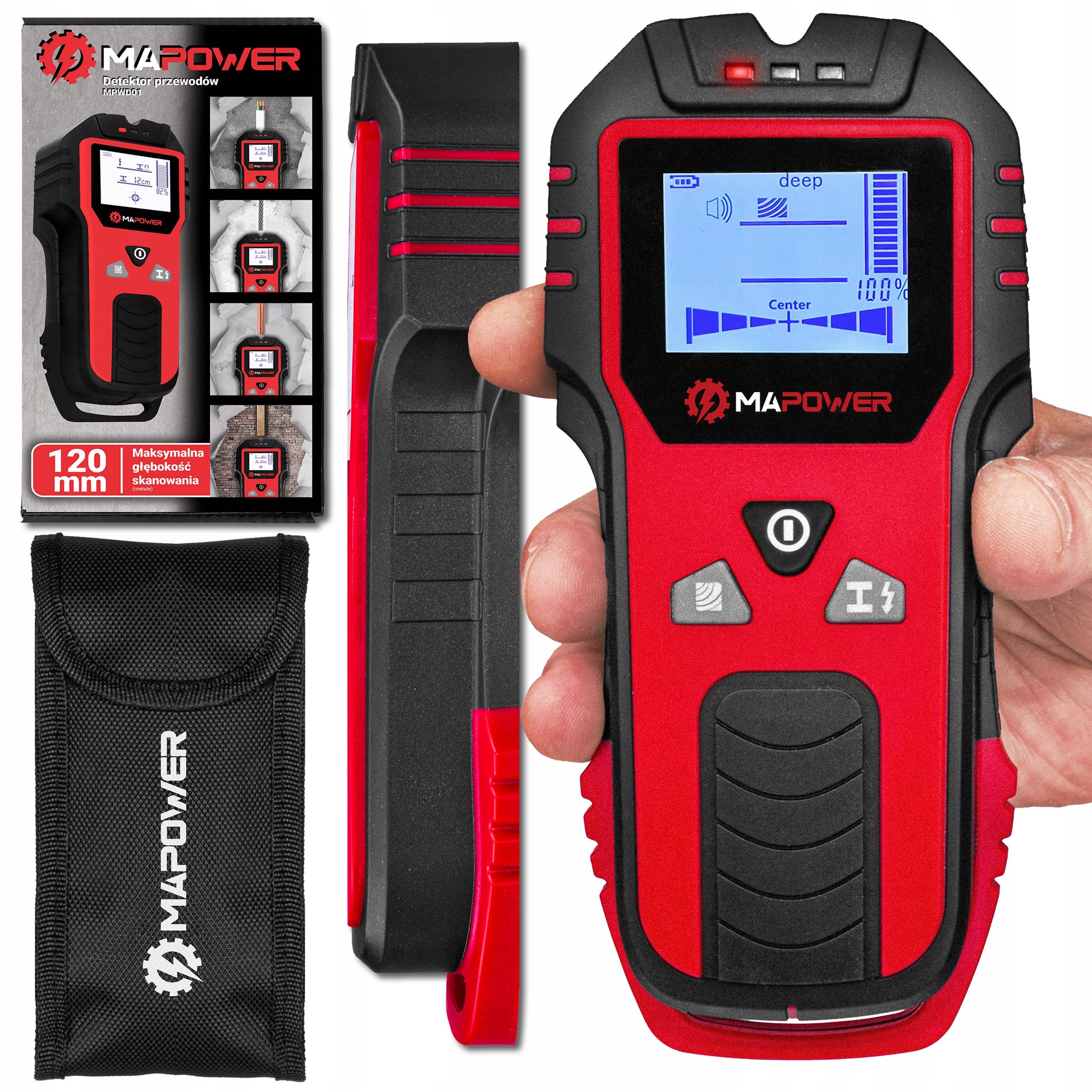 Wykrywacz Przewodów Detektor Drewna Metalu Kabli Rur W Ścianie Mapower