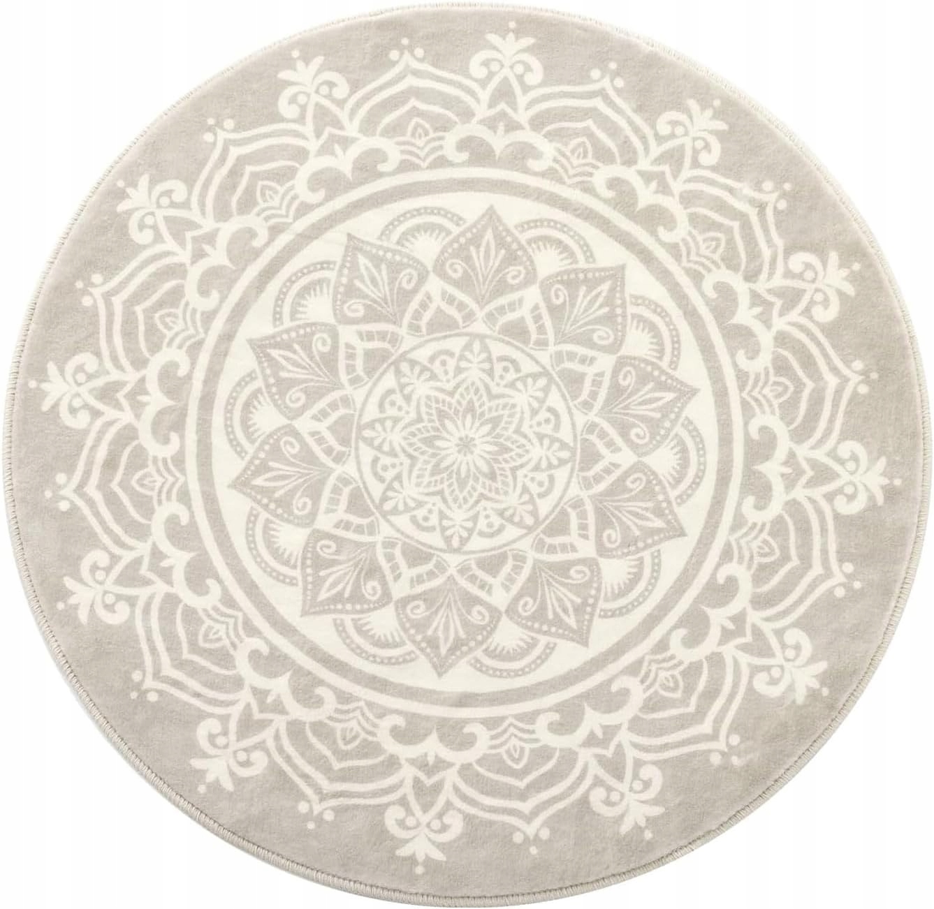 Kruhový koberec Carvapet 150 cm sivý, mäkký, nadýchaný, protišmykový, v práčke