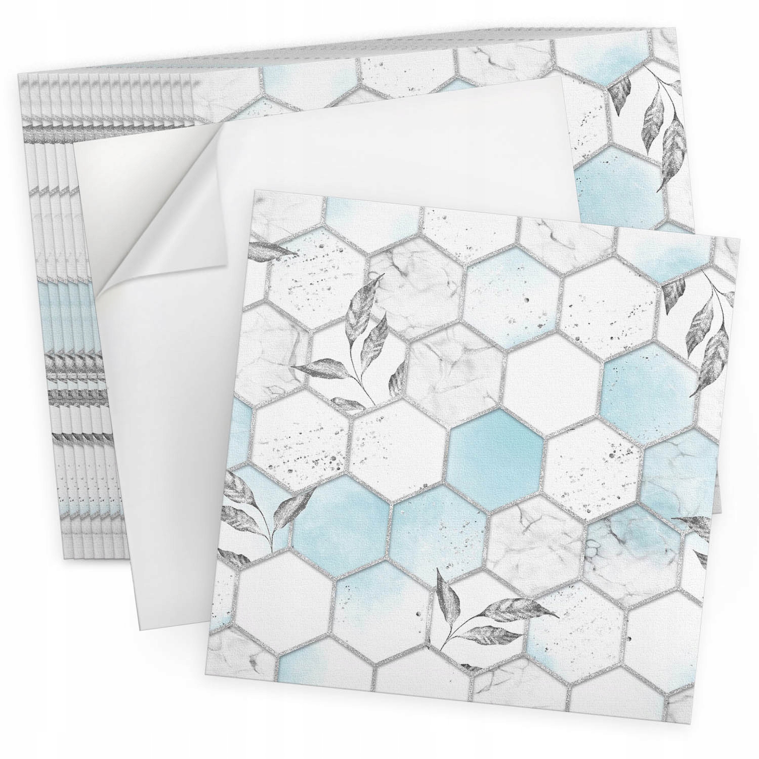 Nástěnné dlaždice s Pvc grafikou 20 ks 20x20 cm Hexagonální vzor s listy