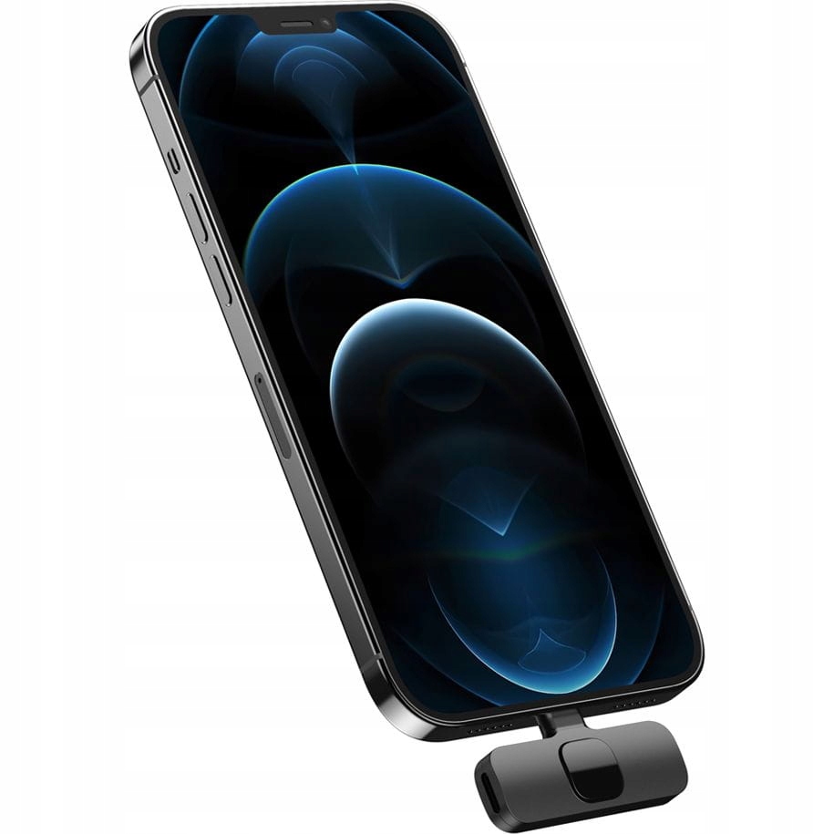 BEZPRZEWODOWY MIKROFON na KLIP Krawatowy IPhone IPAD LIGHTNING BLACK Czarny Model 1