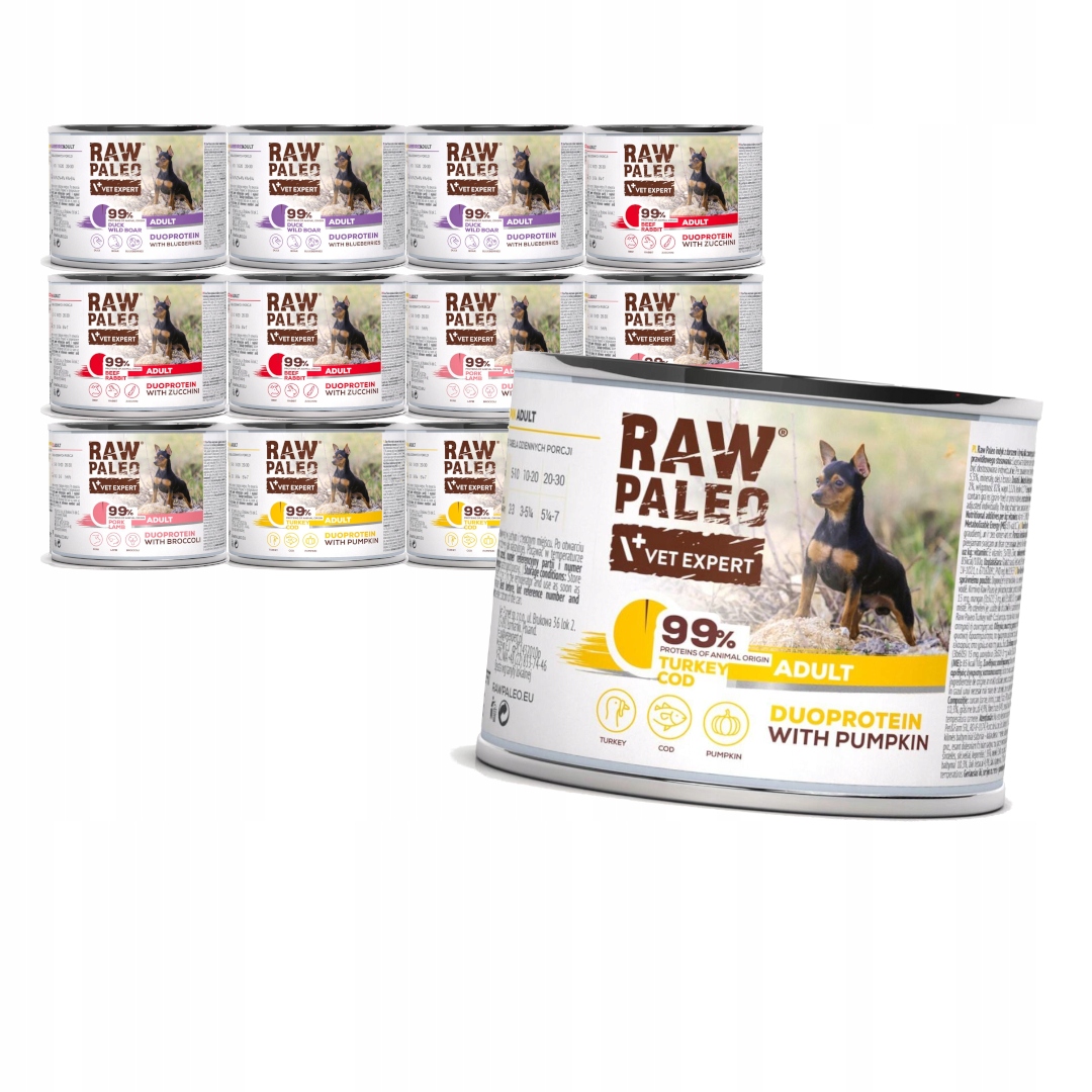 Raw Paleo Adult Duoprotein Mix Chutí 12x200g Vlhké Krmivo krmivo pro psy