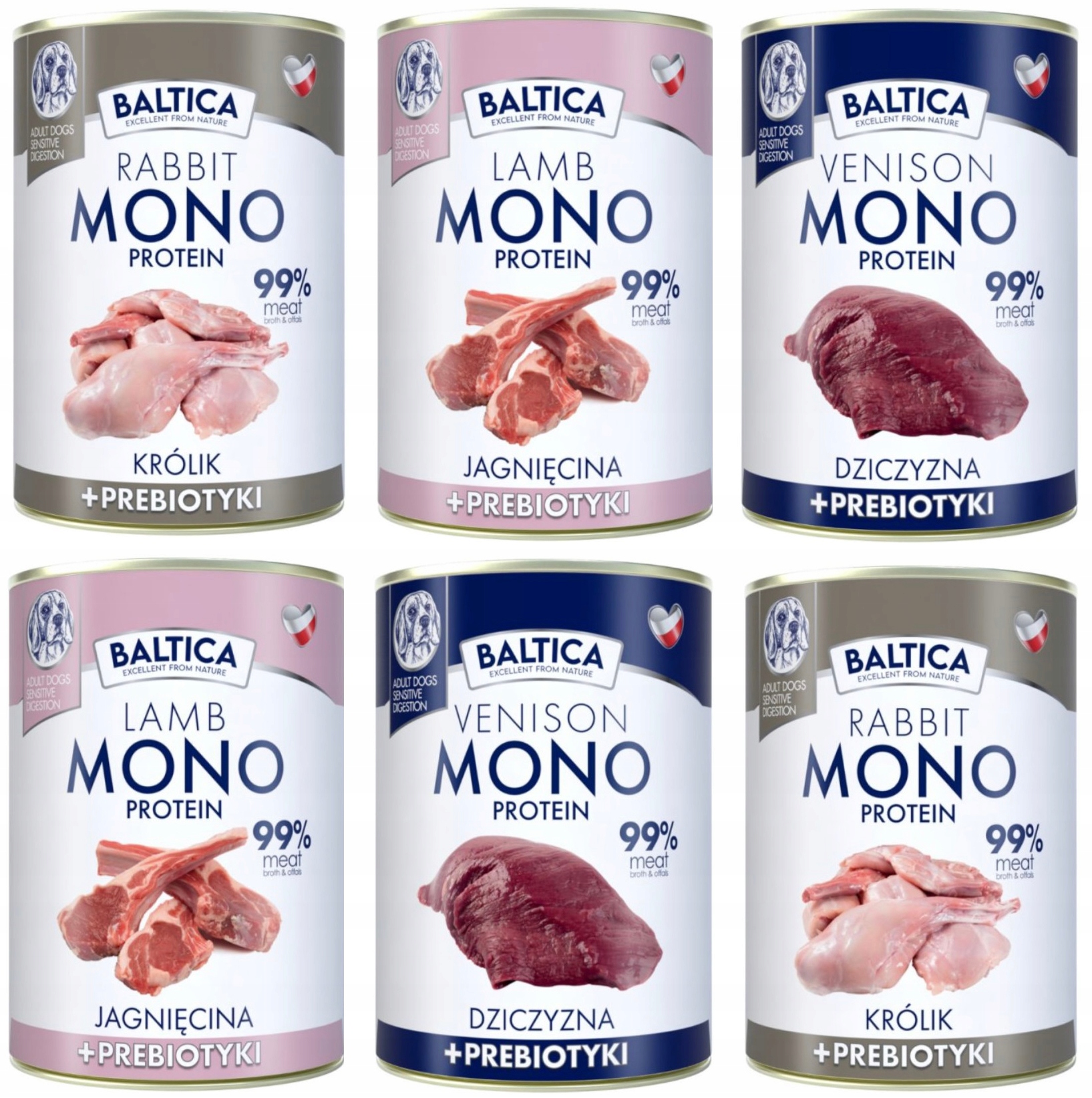 Mokra karma dla psa Baltica Nutraceutic Mono Prebiotyki MIX Smaków 6 x 400g