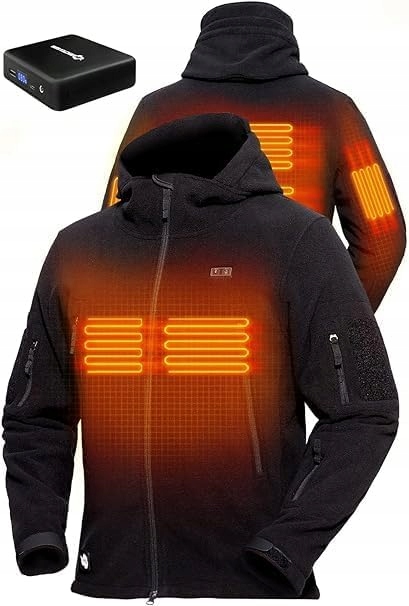 Vyhřívaná fleecová bunda Powerbank černá 16000 mAh, velikost S