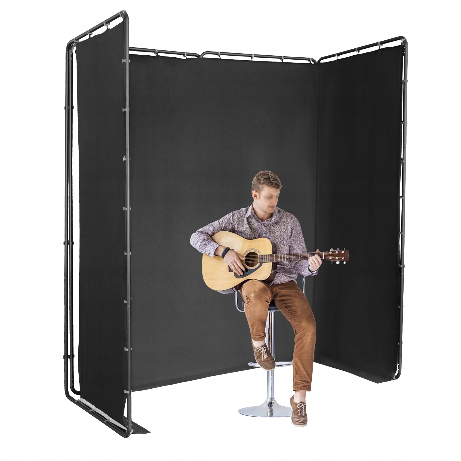 Rám Fotografického Pozadí 4 M X 2,4 M, Kovový, S Černým Pozadím, Skládací