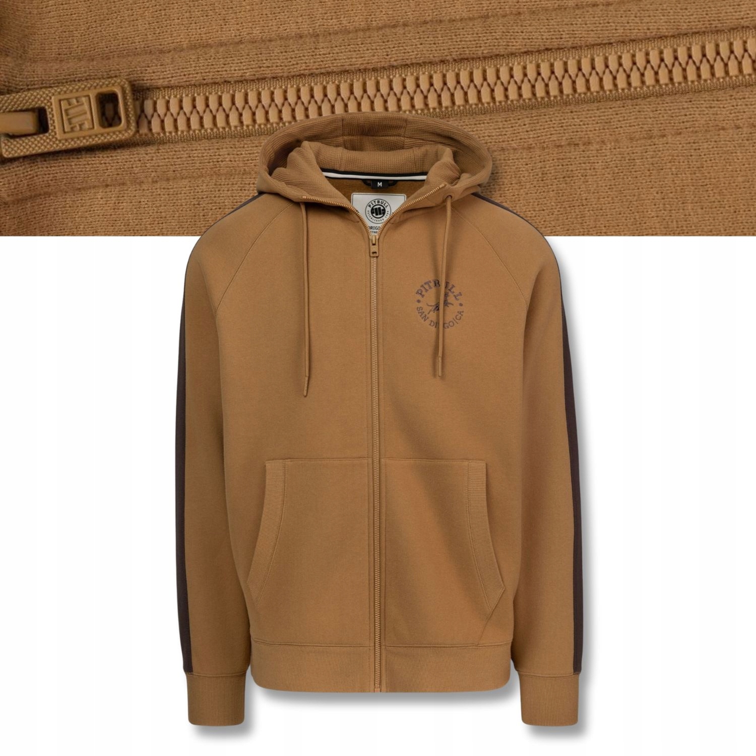 Pánská Mikina s kapucí Pitbull San Diego Ca Proužky Malé Logo