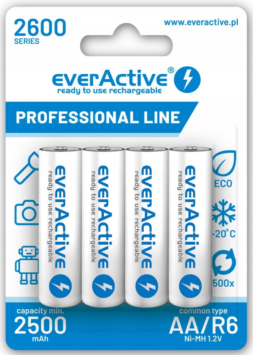 Akumulatorki Aa R6 Ni-MH everActive 2600mAh Professional Line (box 4