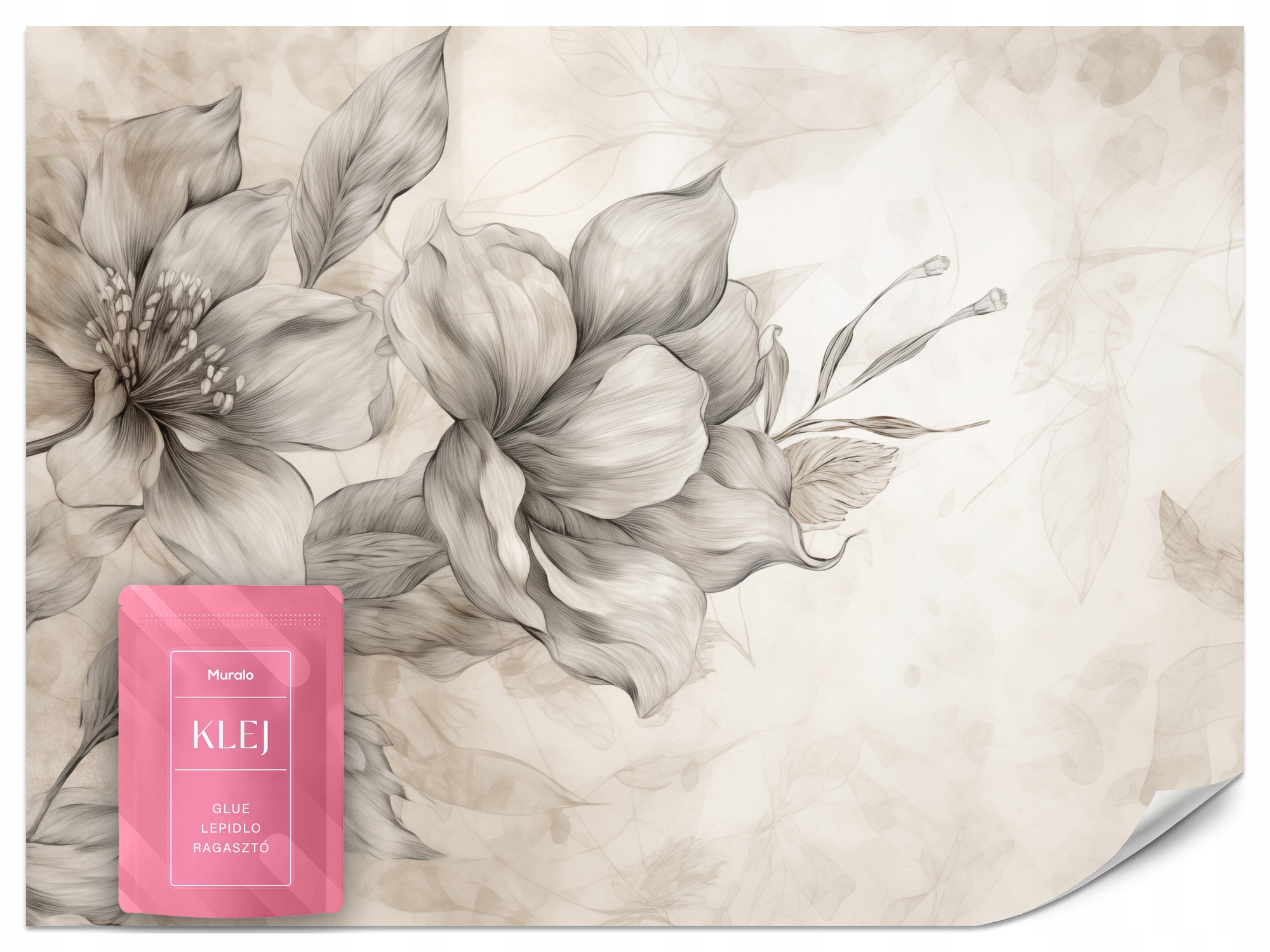 FOTOTAPETA DO SALONU SYPIALNI ABSTRAKCJA KWIATY STYL BOHO NATURA 400x280