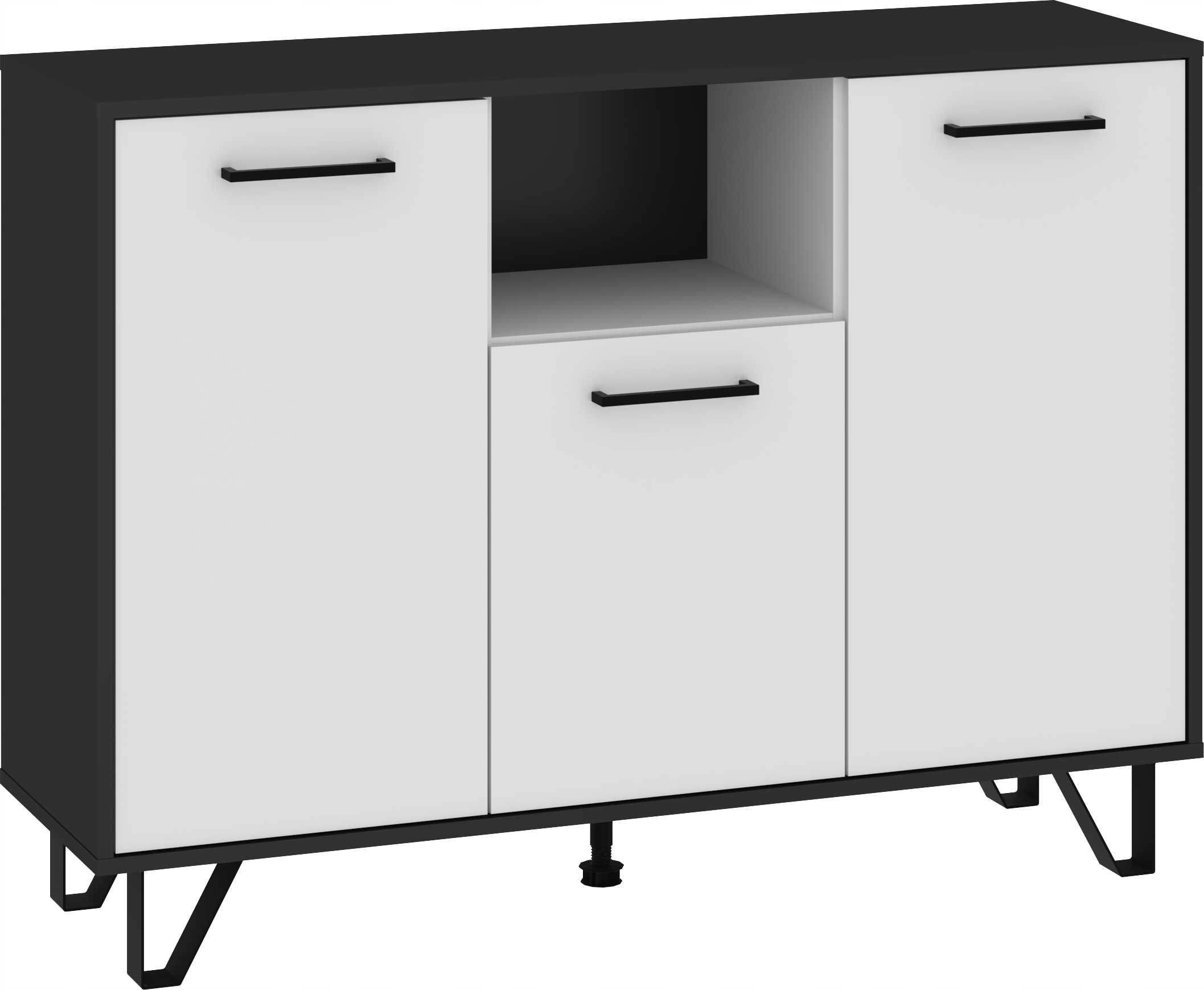 Komoda Boss 3D BOS-04 černá/bílý lesk 120 cm