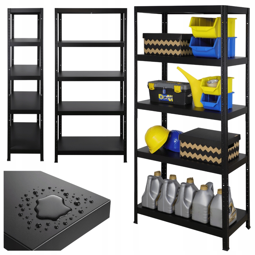 Celokovový regál 180x80x40, dielenský stojan, skladový regál, čierny