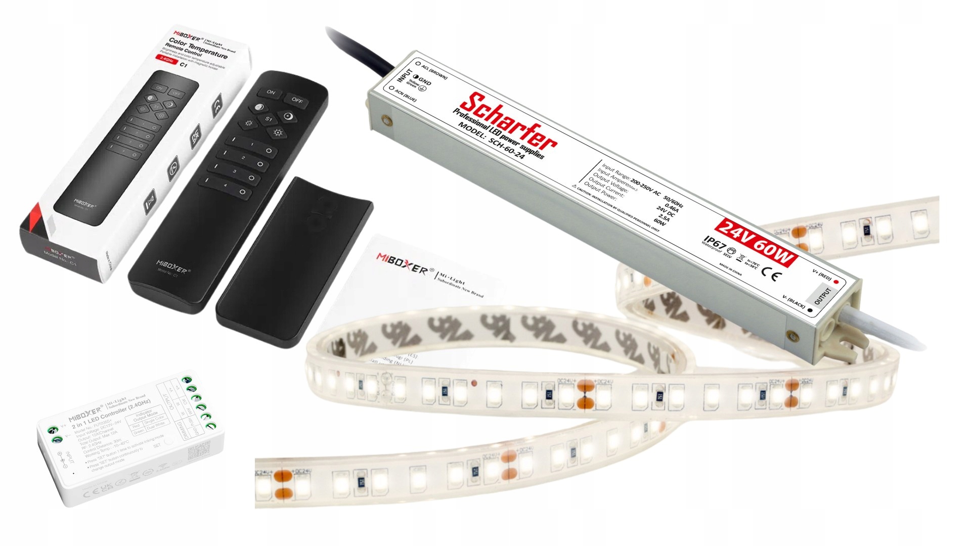 Led Páska Smd 9,6W 4000K 5M Vodotesná Do Sauny Napájací Adaptér Ovládač Diaľkový Ovládač