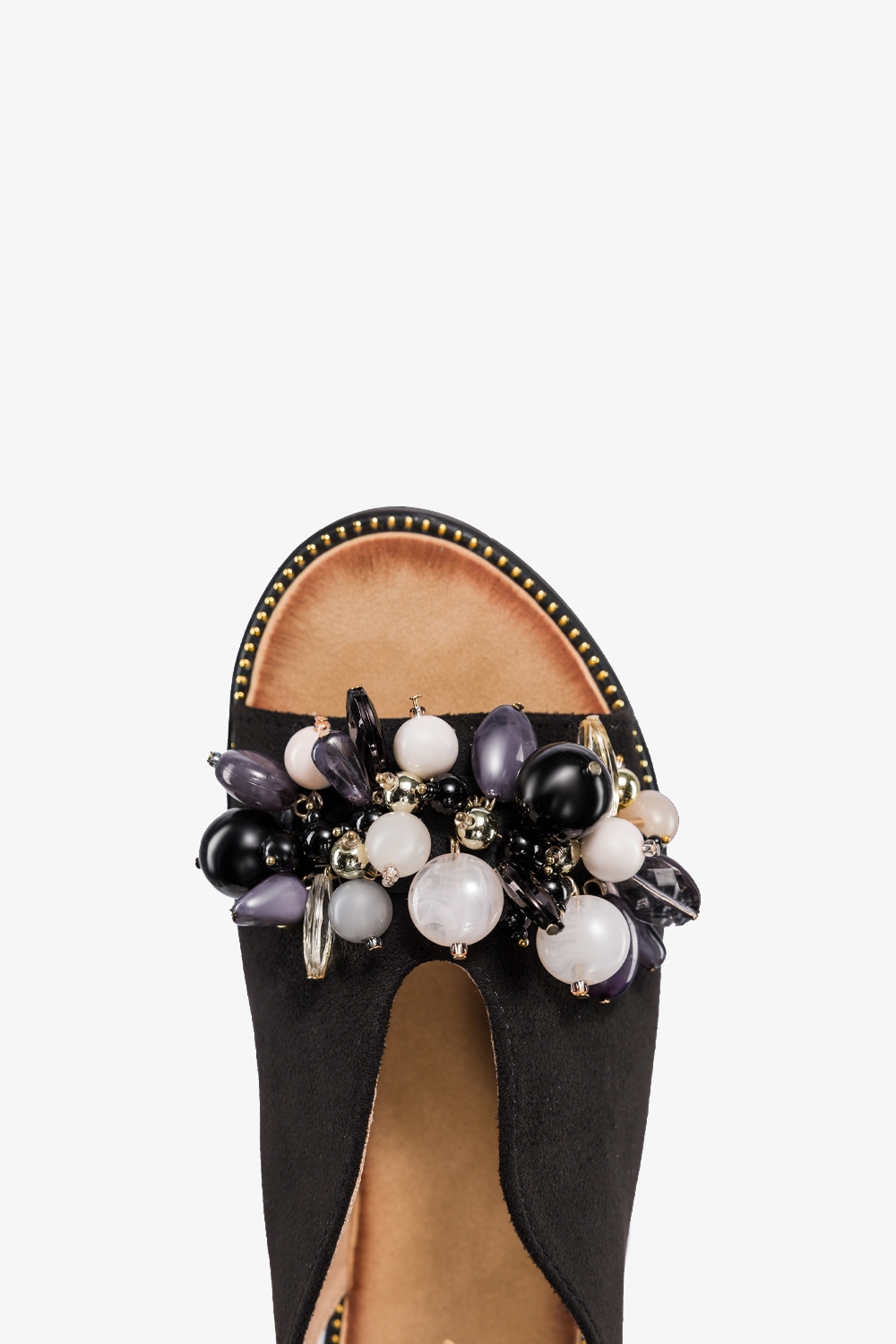 DAMSKIE SANDAŁY Z KORALIKI NA OZDOBNEJ PŁASKIEJ PODESZWIE CZARNE r 40 Płeć kobieta