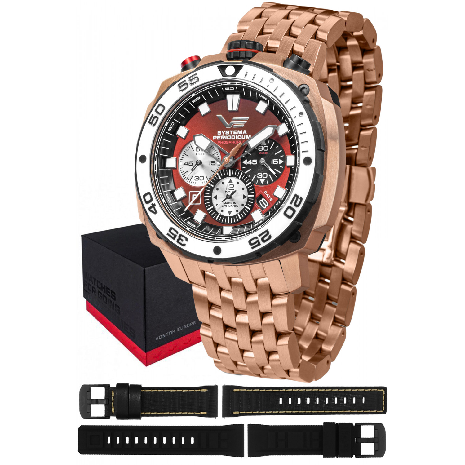 Pánské Hodinky Vostok Europe VK67-650E724B růžový zlatý náramek