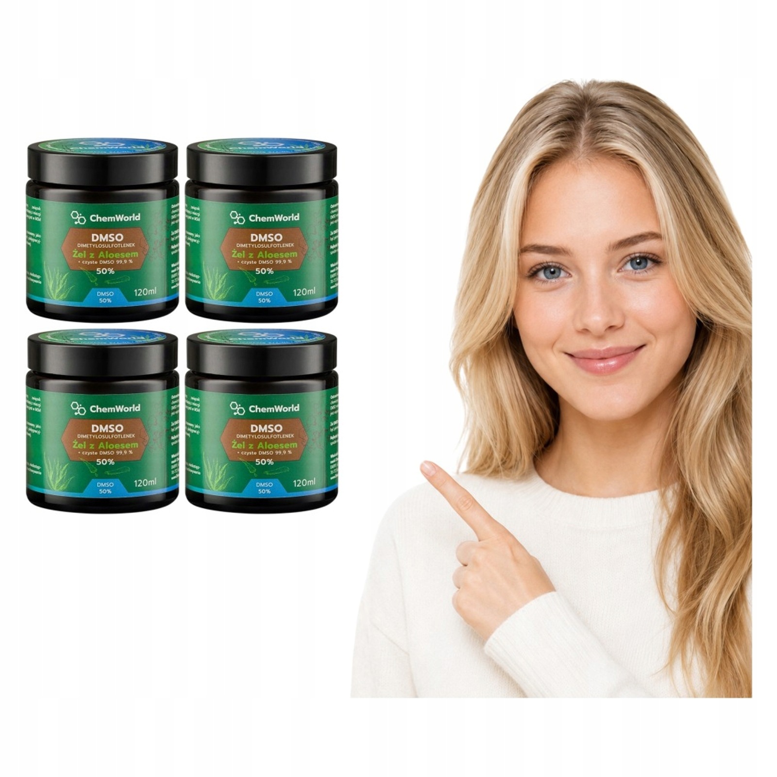 4x Dmso Aloes Chemworld Żel 50% Dimetylosulfotlenek 120 ml Aloe Vera Czda