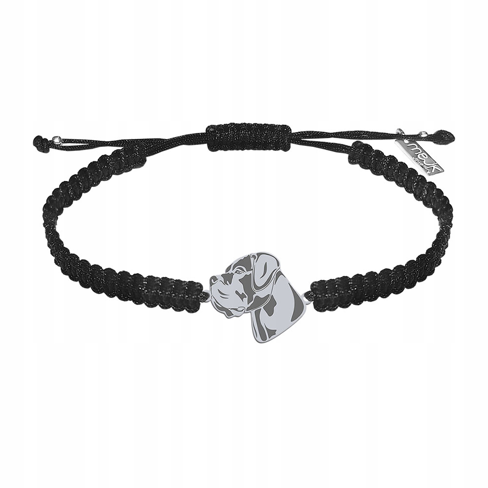Stříbrný náramek se psem Cane Corso 925 Šperky Makramé Žena Gravírování