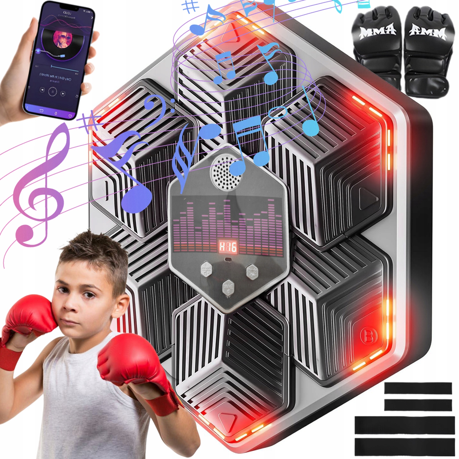 Maszyna Do Boksu Muzycznego 14 Trybów Interaktywny Trener Z Rękawice