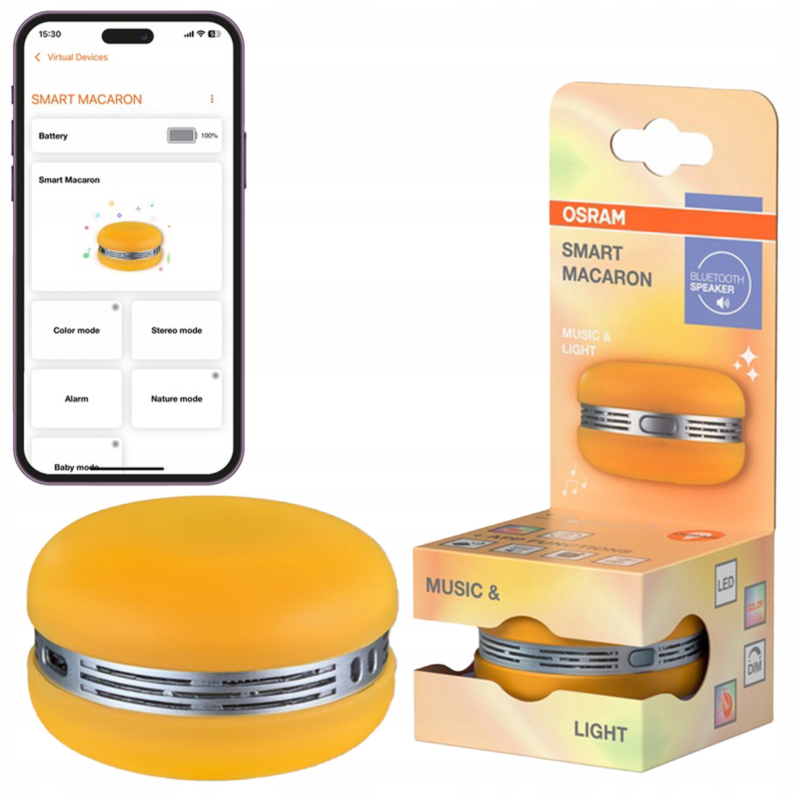 Přenosný reproduktor Lampička 1.75W Rgb Oranžová Smart Wifi Macaron Osram