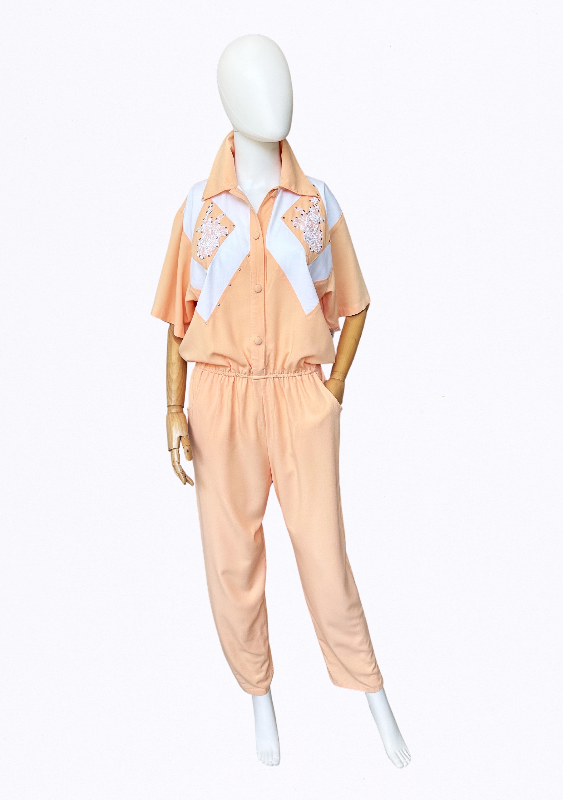 Kombinezon vintage wyszywany lata 80-te nity 80's