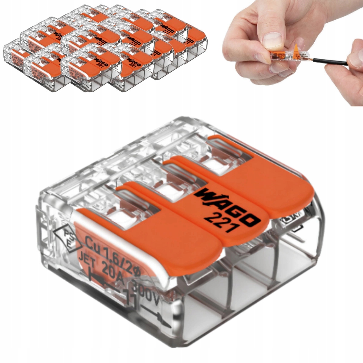

Wago Szybkozłączka Złączka 3x0,2-4mm2 50 sztuk