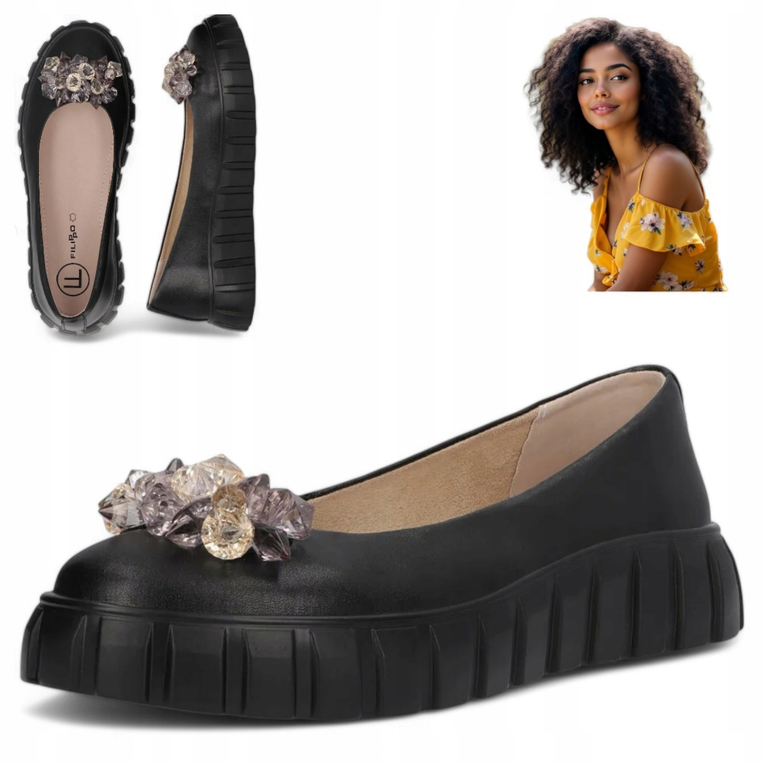 Dámské kožené polobotky na platformě Filippo 39 Letní nazouvací obuv