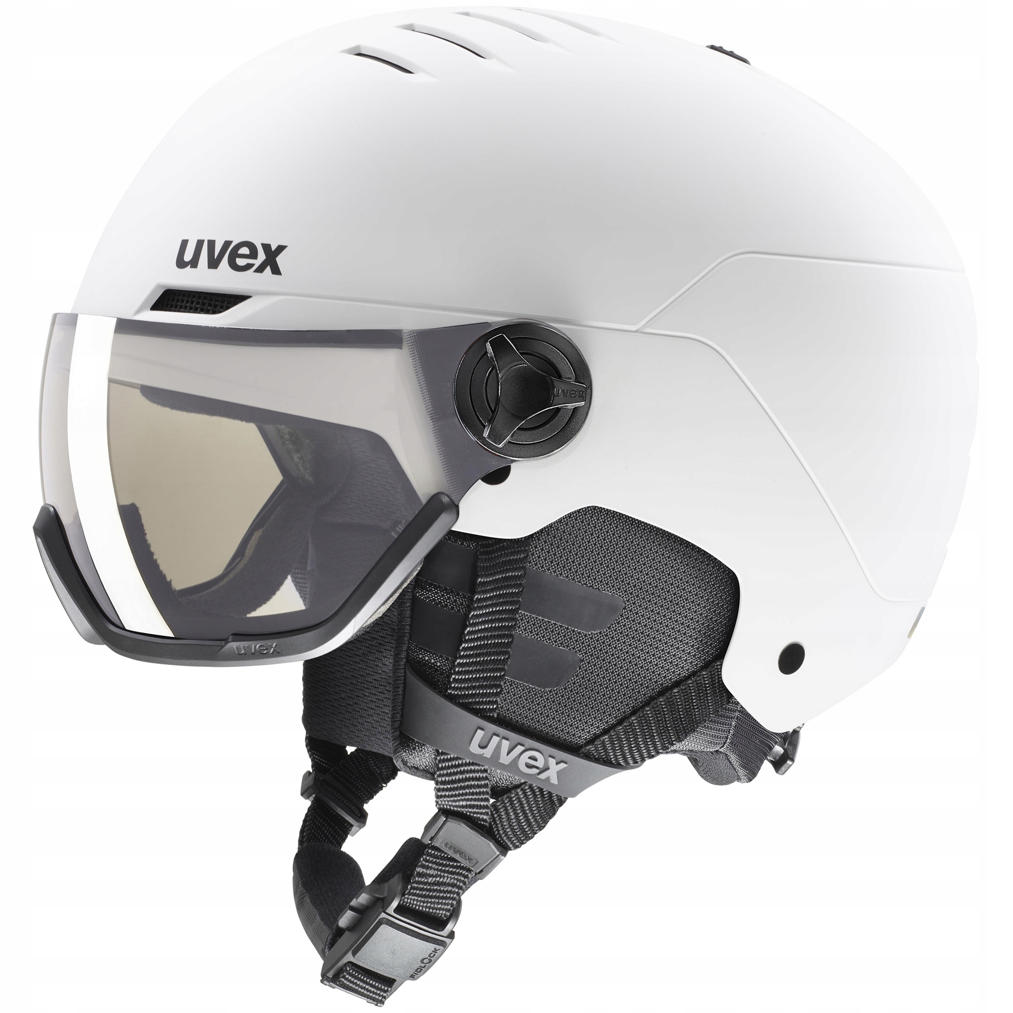 Lyžařská helma Uvex Wanted Visior Pro V White (S1-S3) 54-58cm