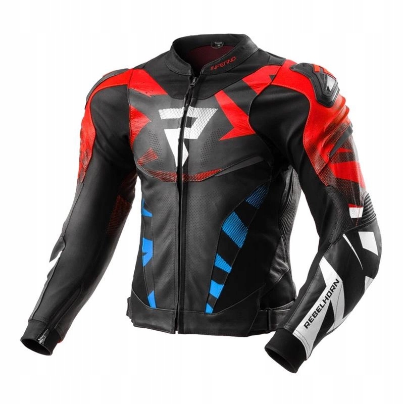 Kožená motocyklová bunda Rebelhorn Inferno Black Blue Red Darčeky