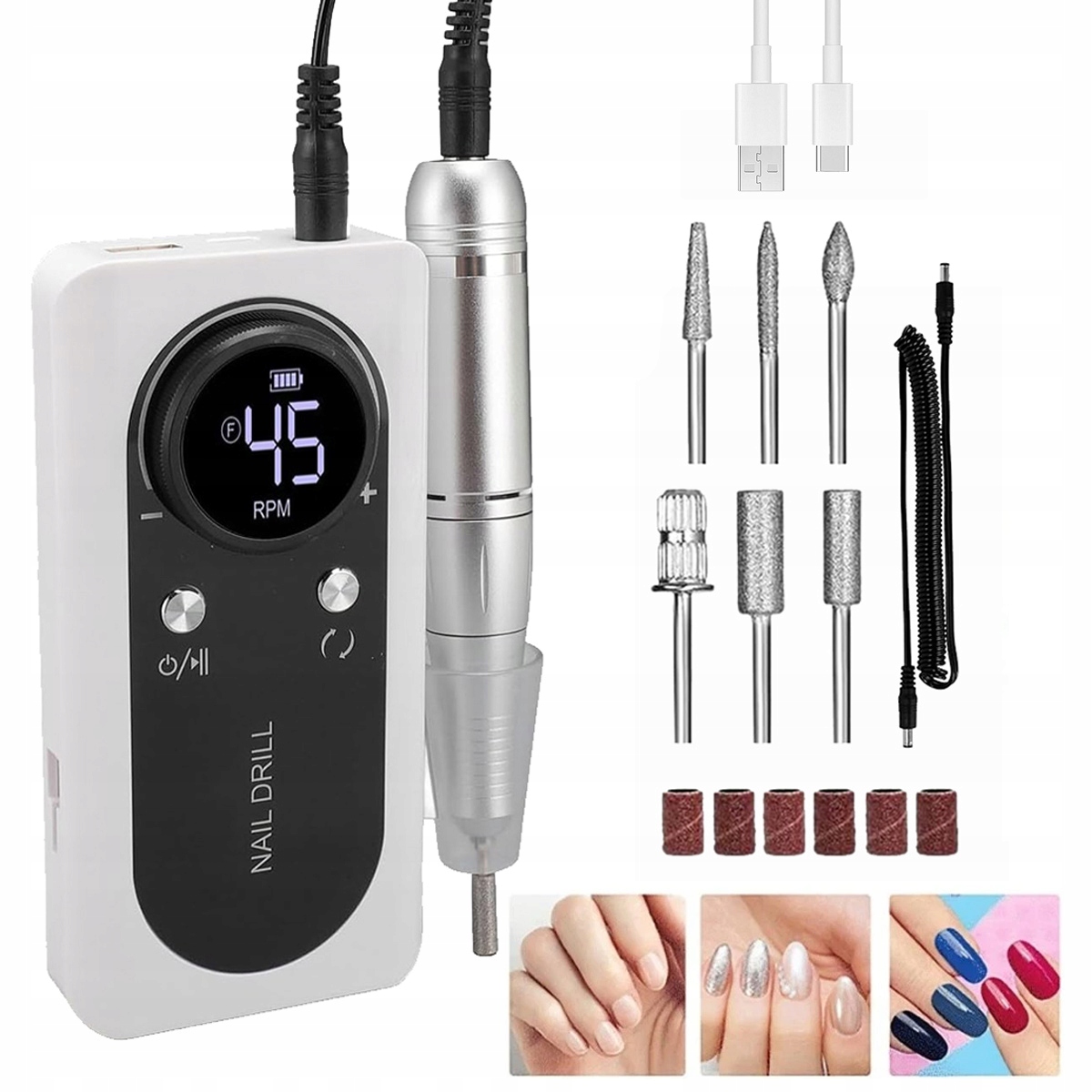 Bruska na nehty silná Profesionální manikúra 45 Tys Ot/min