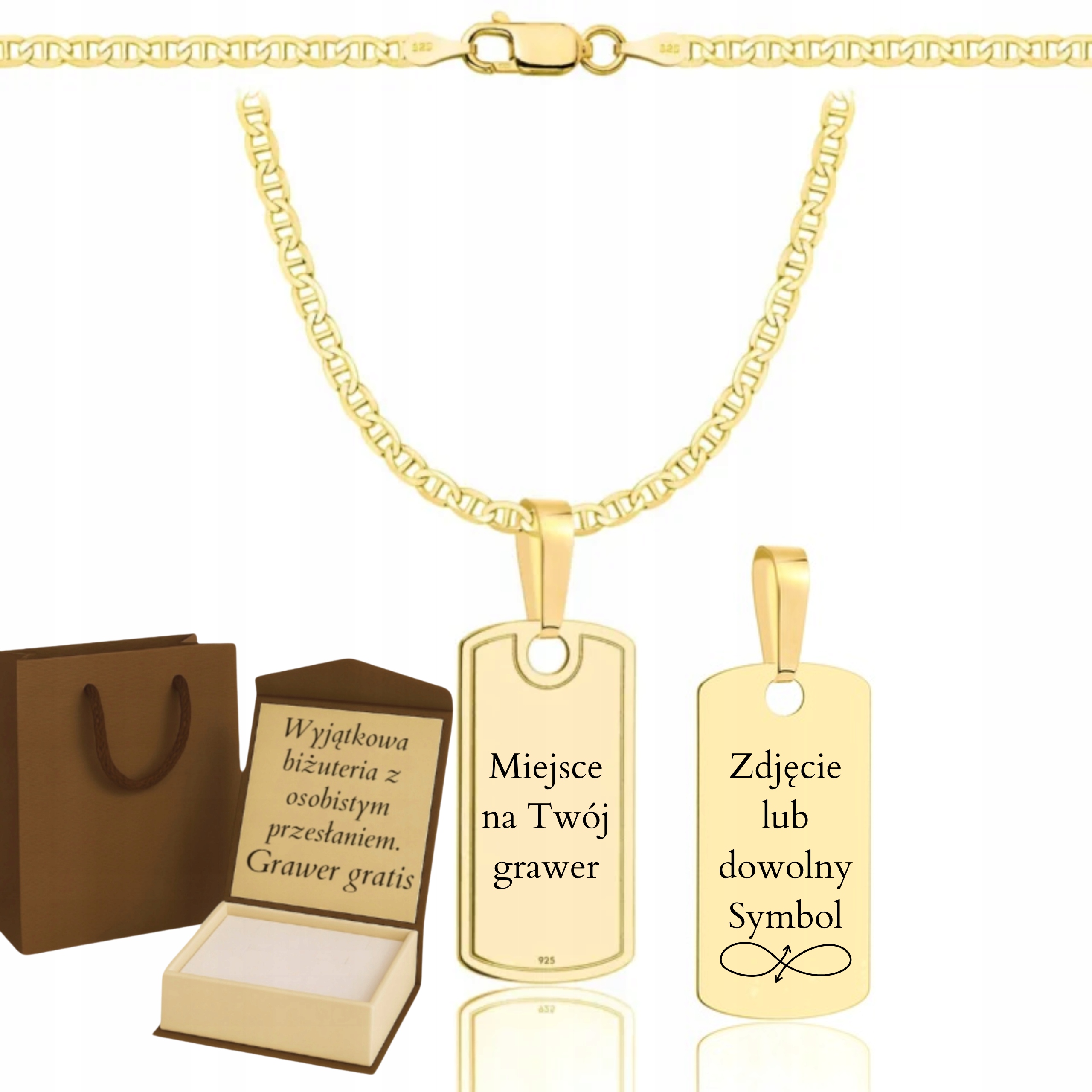 Pánský Řetízek Vojenská Známka Pr 925 585 14K Gravírování