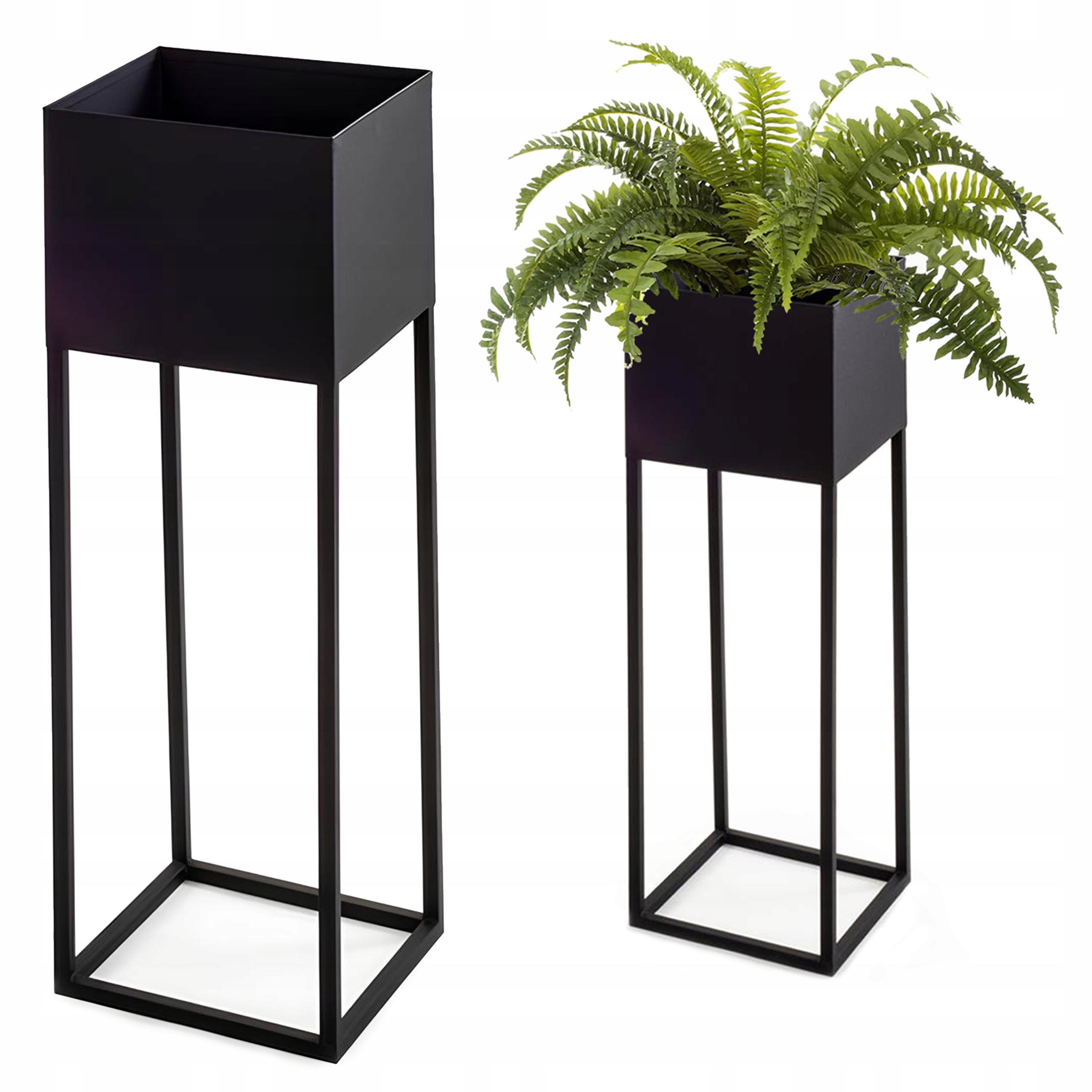 Stojan Na Kvety Loft Čierny Kovový Moderný Zváraný Celý 100 CM