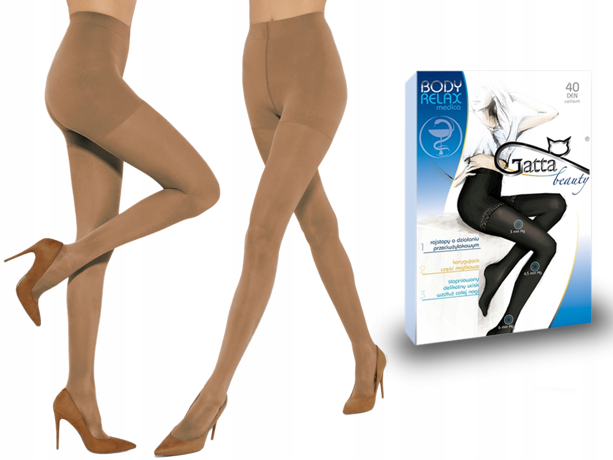 

Gatta rajstopy Body Relax Medica, 40 den beige 2-S
