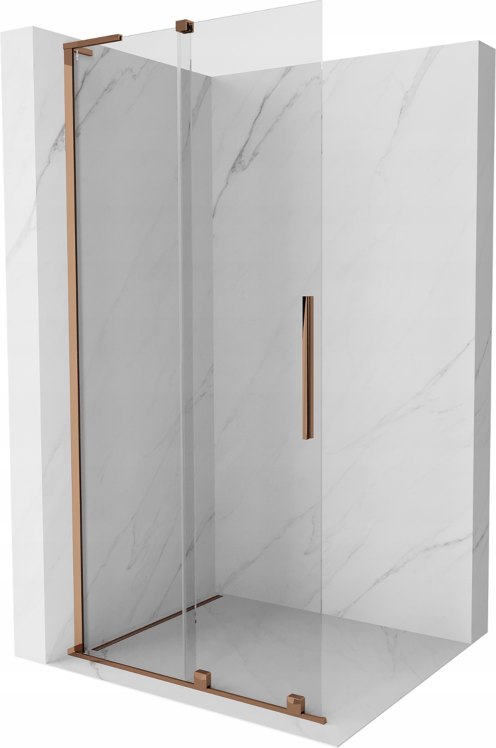 Mexen Velar L sprchová stěna Walk-in 120x200cm, růžové zlato, transparent
