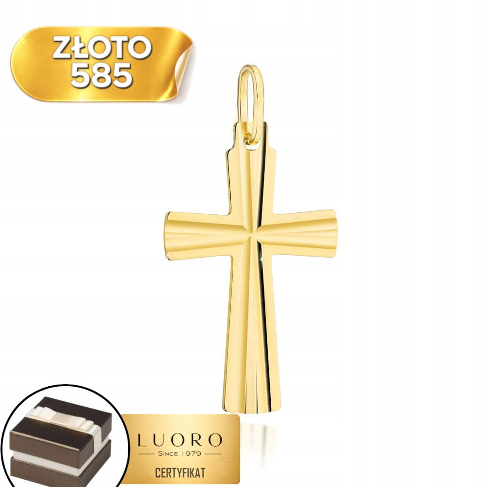 Zlatý Křížek 585 14K Diamantový 25 MM Elegantní, Prestižní Rozměr