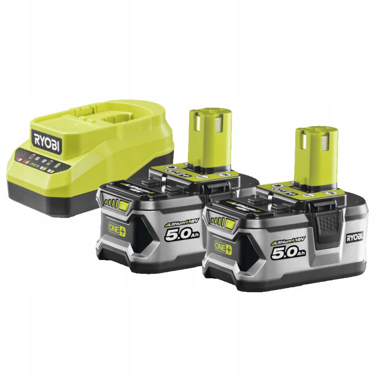 Zestaw akumulatorów Ryobi One+: 2x Akumulator 5.0Ah Ładowarka RC18120A