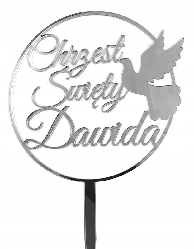 

Topper srebrny Chrzest Święty imieniem srebrne lus