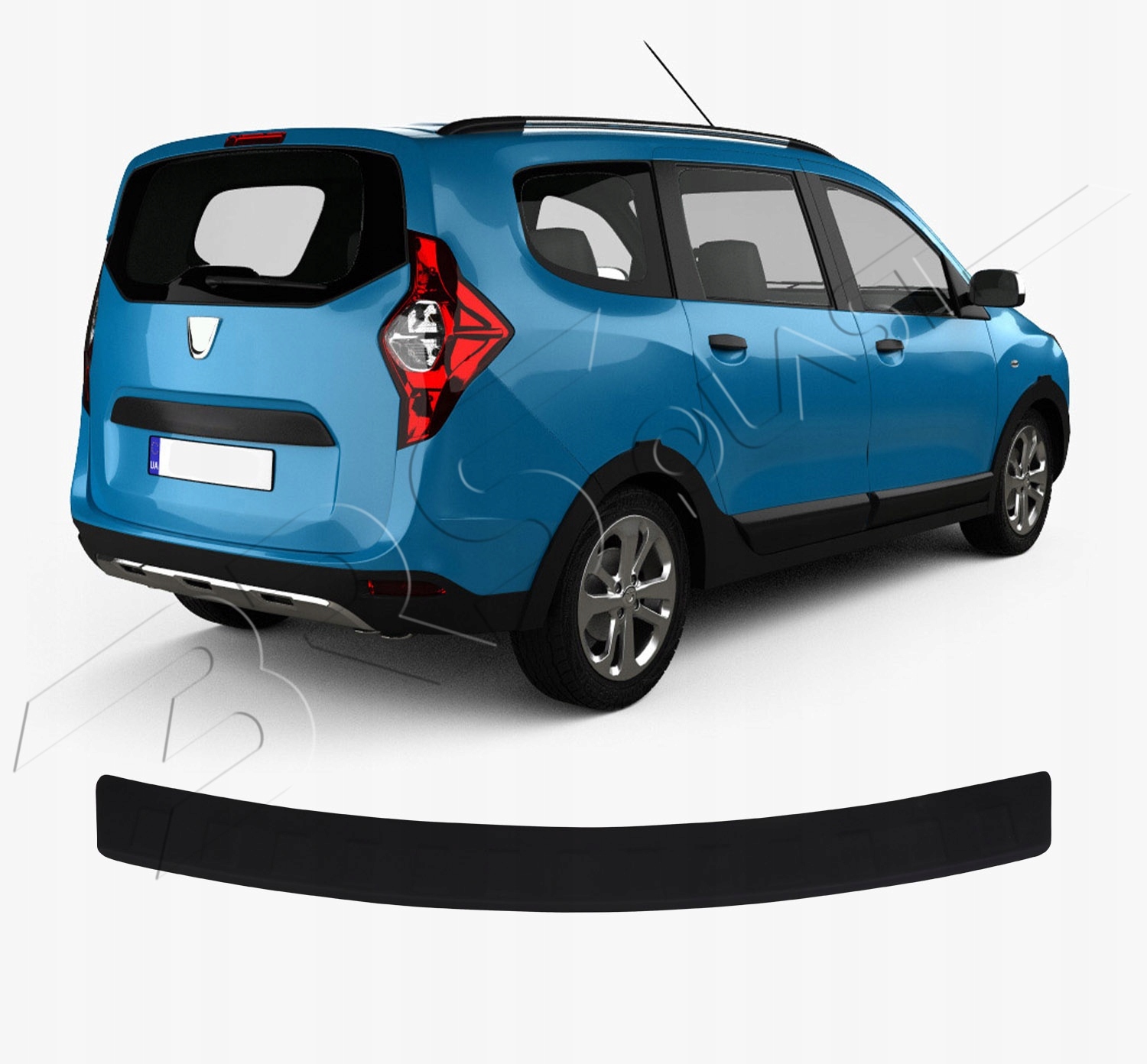Dacia Lodgy 2013> Lišta čierna Abs Návlek na nárazník s ohybom Zadná strana