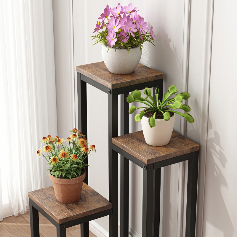 KWIETNIK STOJAK NA ROŚLINY KWIATY DONICZKI RUSTYKALNY REGAŁ METALOWY LOFT Maksymalna liczba donic 3