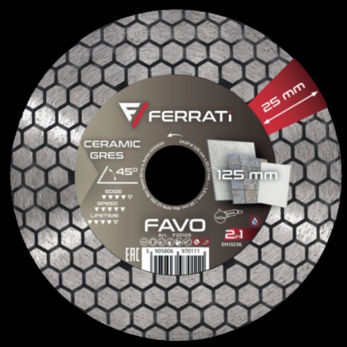 Ferrati Diamantový Kotouč Pro Řezání A Broušení Favo Ø 125 MM x 22,23 MM 2v1