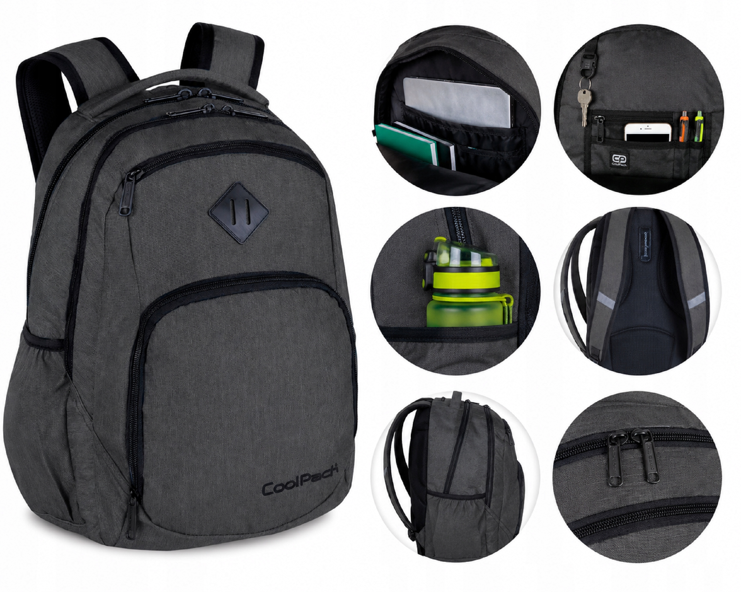 Coolpack Plecak Młodzieżowy Szary Do Szkoły Na Laptop A4 Plan