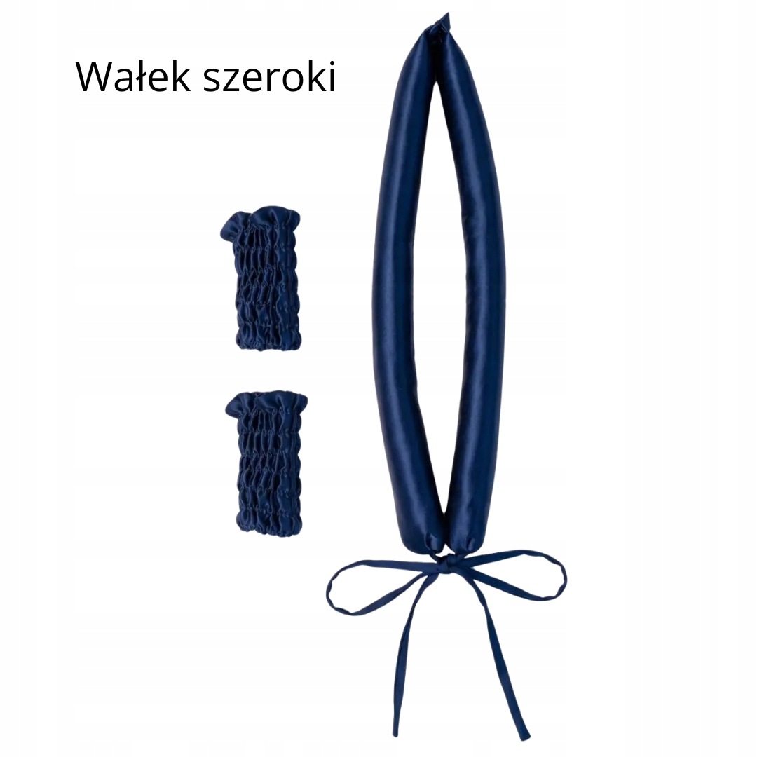 Široký hedvábný váleček na vlasy ze 100% hedvábí, váleček na kadeře, tmavě modrý